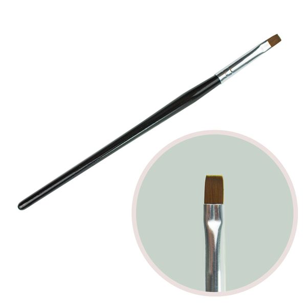 Пензель для гелю №6 прямої ворс чорна ручка (пензлики для малювання, пензлики для моделювання, манікюрні) YKGR-1-06O фото