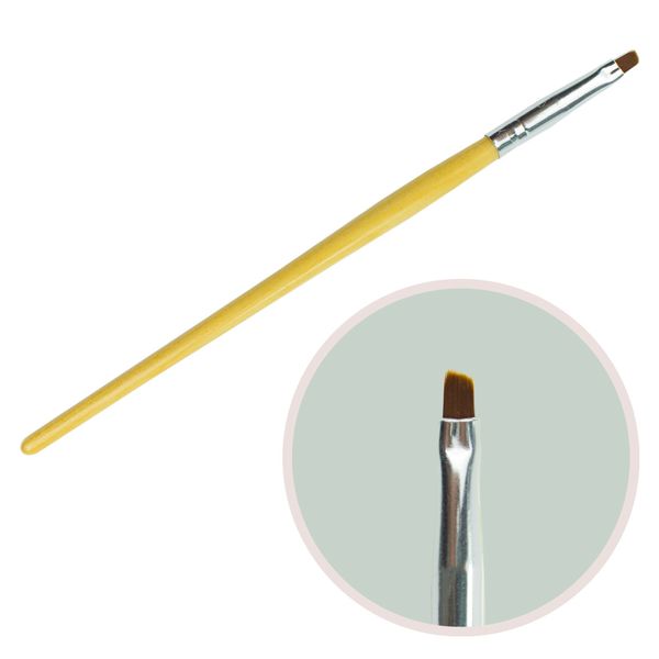 Пензель для гелю скошена (дерев'яна ручка) №2 (пензлики для малювання, пензлики для моделювання, манікюрні YKDS-02 фото